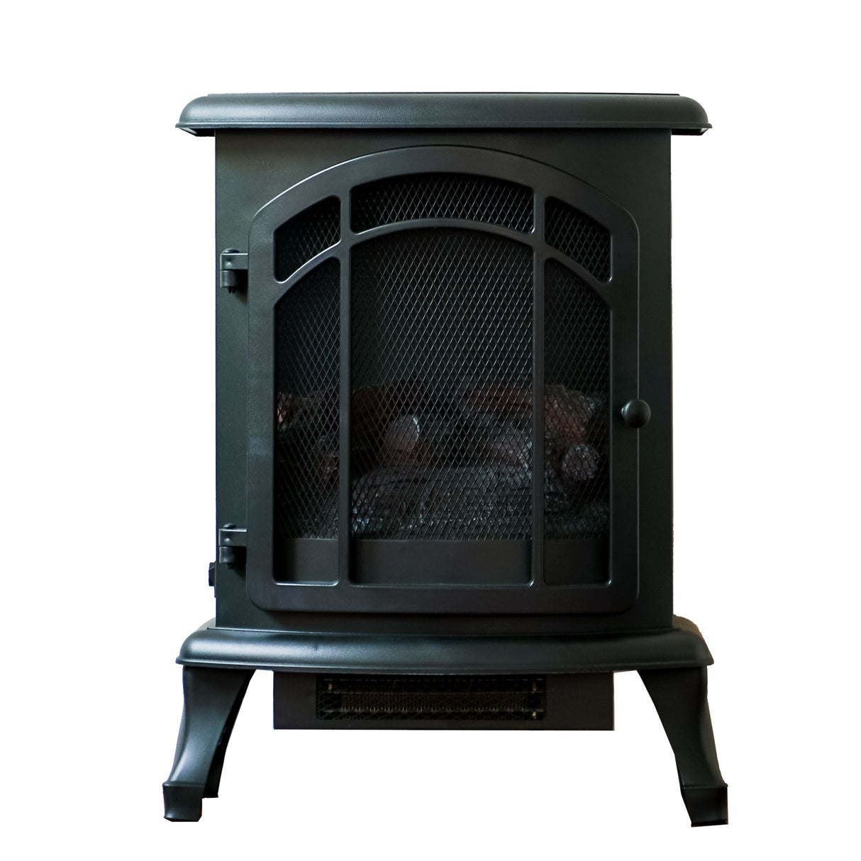 XBrand Electric Fireplace Stove, Indoor Portable Heater, LED Flame Effect, Temperature Control, 600W/1500W, 23.9" H, Black