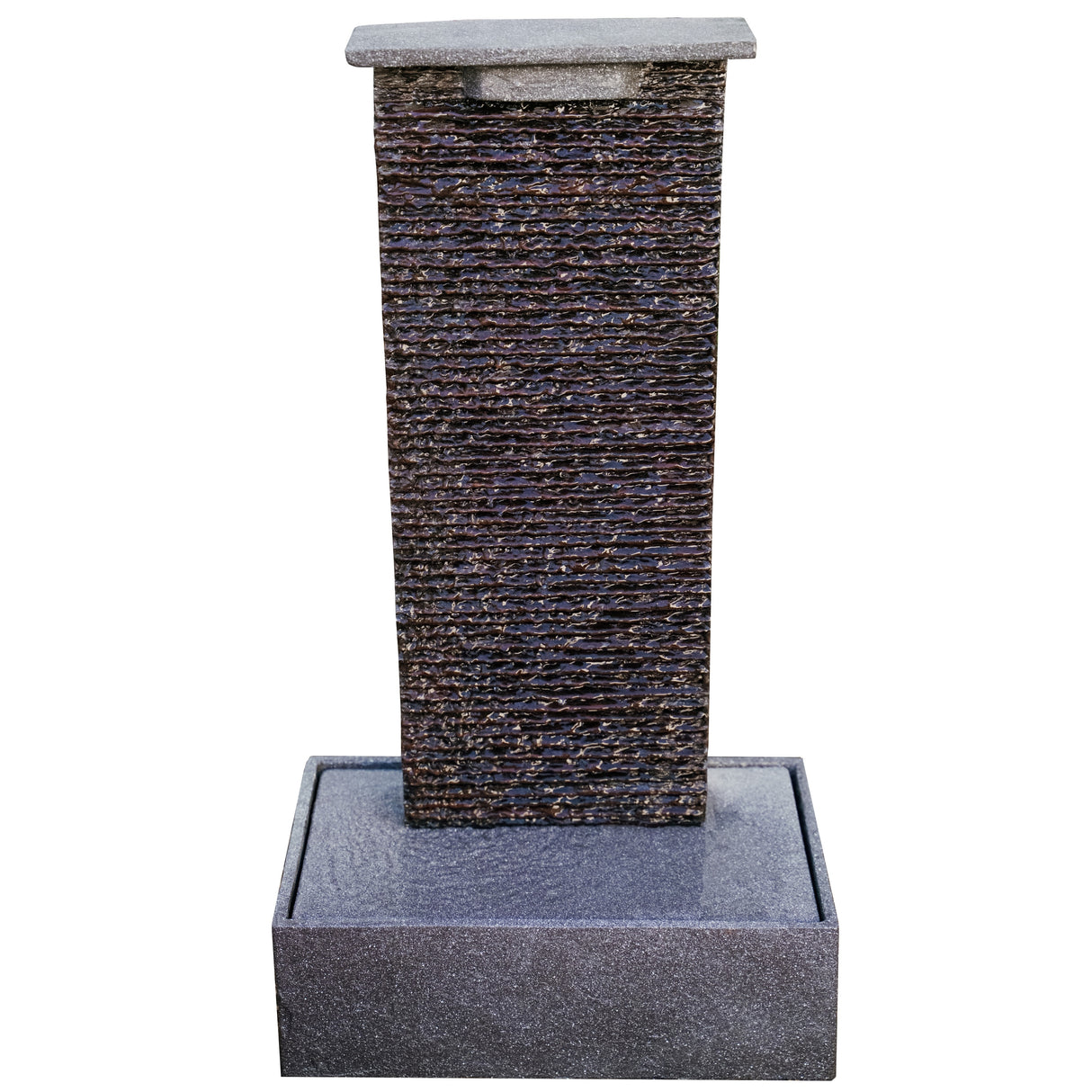 XBrand Free Standing Ridge Water Fountain w/Pedestal, Indoor Outdoor Décor, 32.5 Inch Tall, Black
