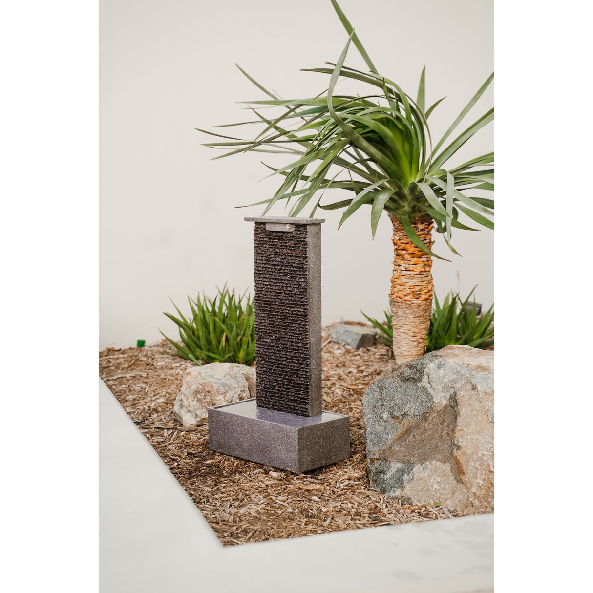 XBrand 32.5" Tall Cascading Waterfall Fountain, Pedestal, Auto Shut Off Pump, Indoor/Outdoor, Home & Garden Décor, Black