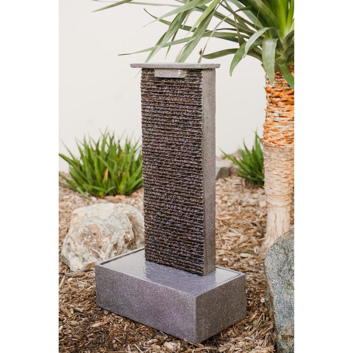 XBrand 32.5" Tall Cascading Waterfall Fountain, Pedestal, Auto Shut Off Pump, Indoor/Outdoor, Home & Garden Décor, Black
