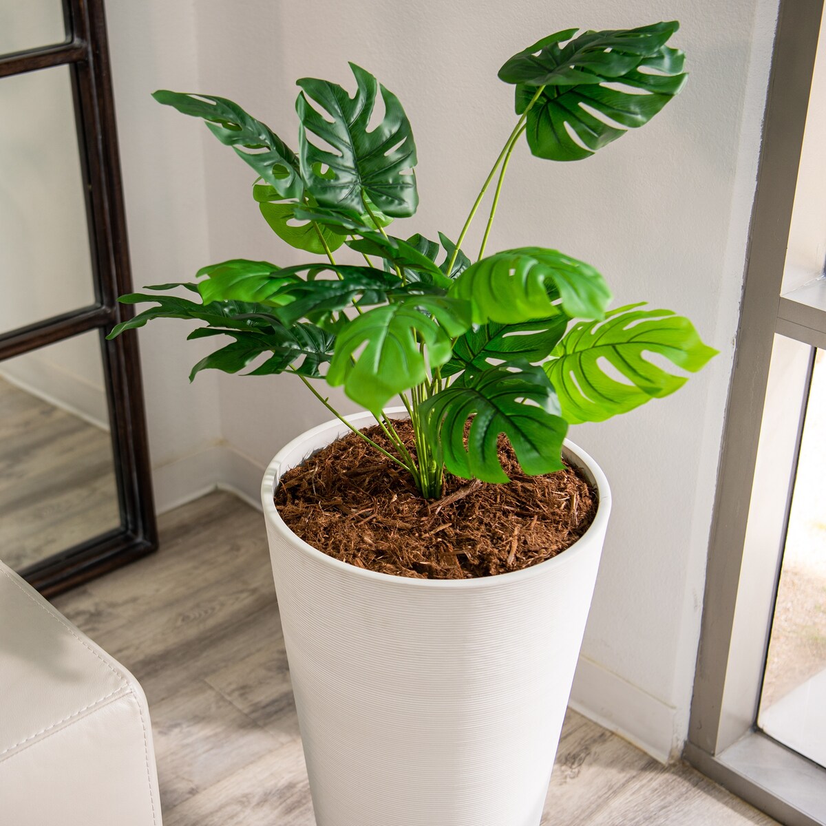 XBrand Modern 28-Inch Tall Round Planter, Modern Tapered, Indoor & Outdoor Planter