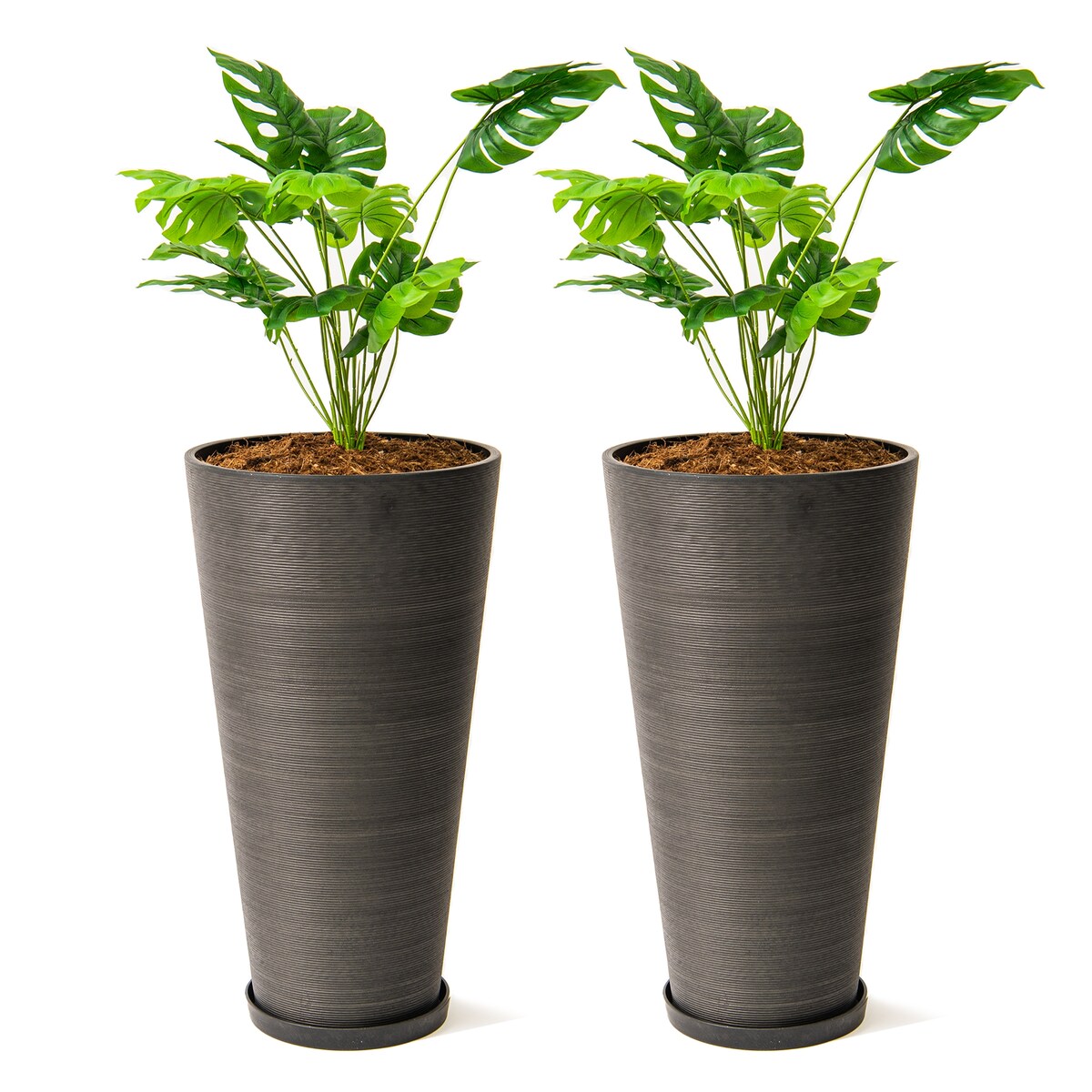 XBrand Modern 28-Inch Tall Round Planter, Modern Tapered, Indoor & Outdoor Planter