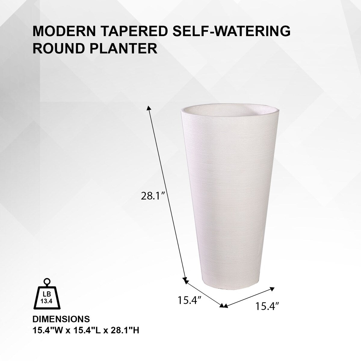 XBrand Modern 28-Inch Tall Round Planter, Modern Tapered, Indoor & Outdoor Planter