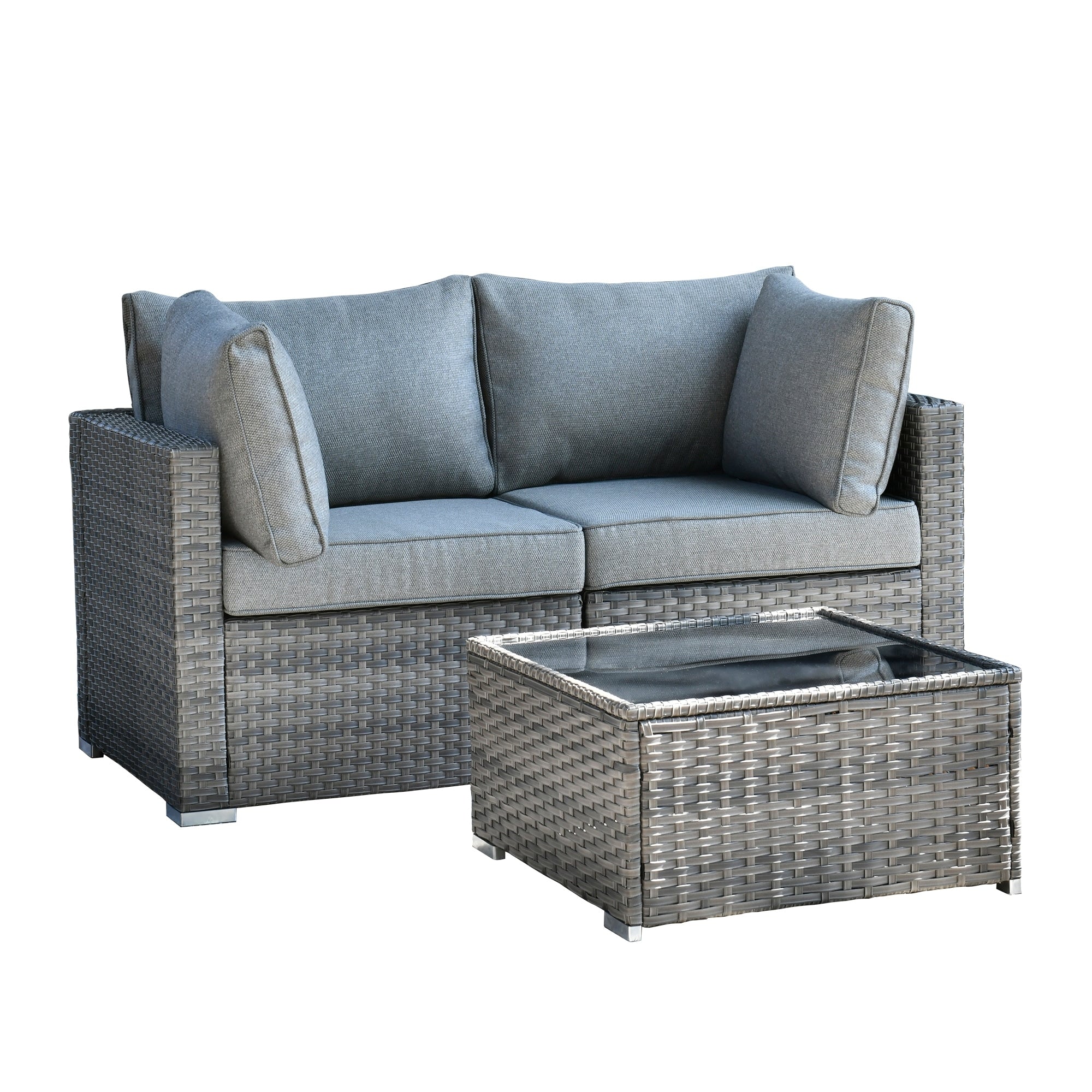 XIZZI 3 Pieces Patio Sofa Set Rattan Wicker Outdoor Corner Chair