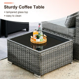 XIZZI 3 Pieces Patio Sofa Set Rattan Wicker Outdoor Corner Chair