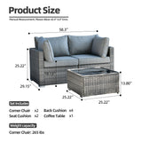XIZZI 3 Pieces Patio Sofa Set Rattan Wicker Outdoor Corner Chair