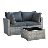 XIZZI 3 Pieces Patio Sofa Set Rattan Wicker Outdoor Corner Chair