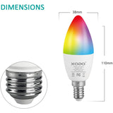 XODO Smart Wi-Fi C37 E12 Dimmable Light Bulb LB4-2PK - 5W (30W Equivalent) 350LM RGB+W - LED Multi Color Smart Bulb (2-Pack)