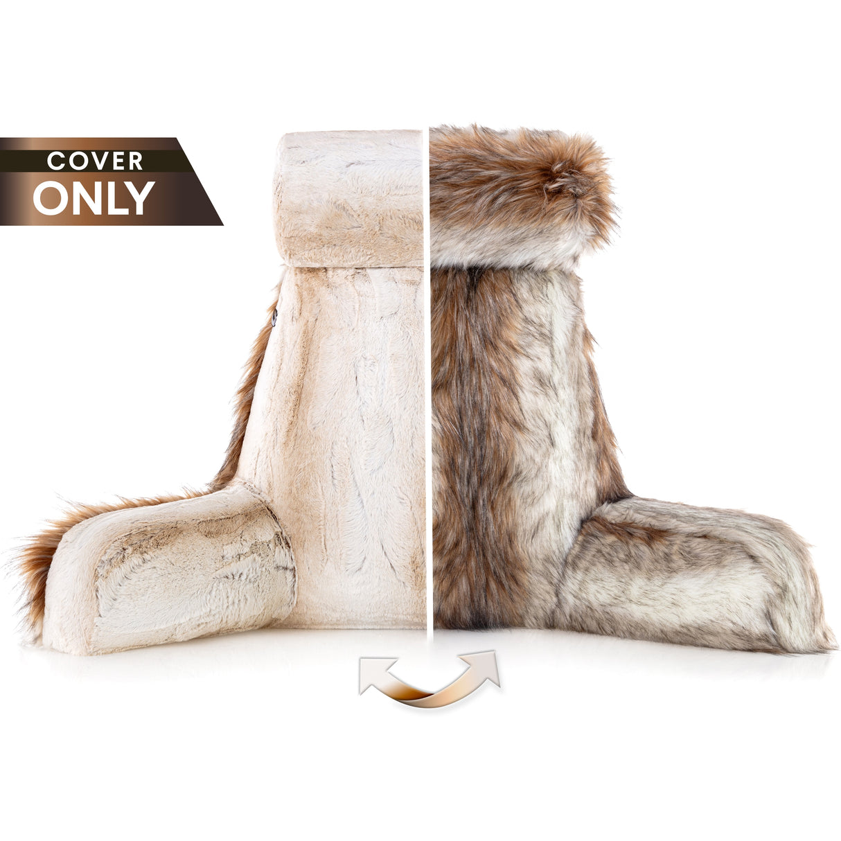 XXL Husband Pillow Cover Only - Ultra Rare Baby Backrest Pillowcase Set, 2-tone Reversible Double Sided Fabulous Faux Fur