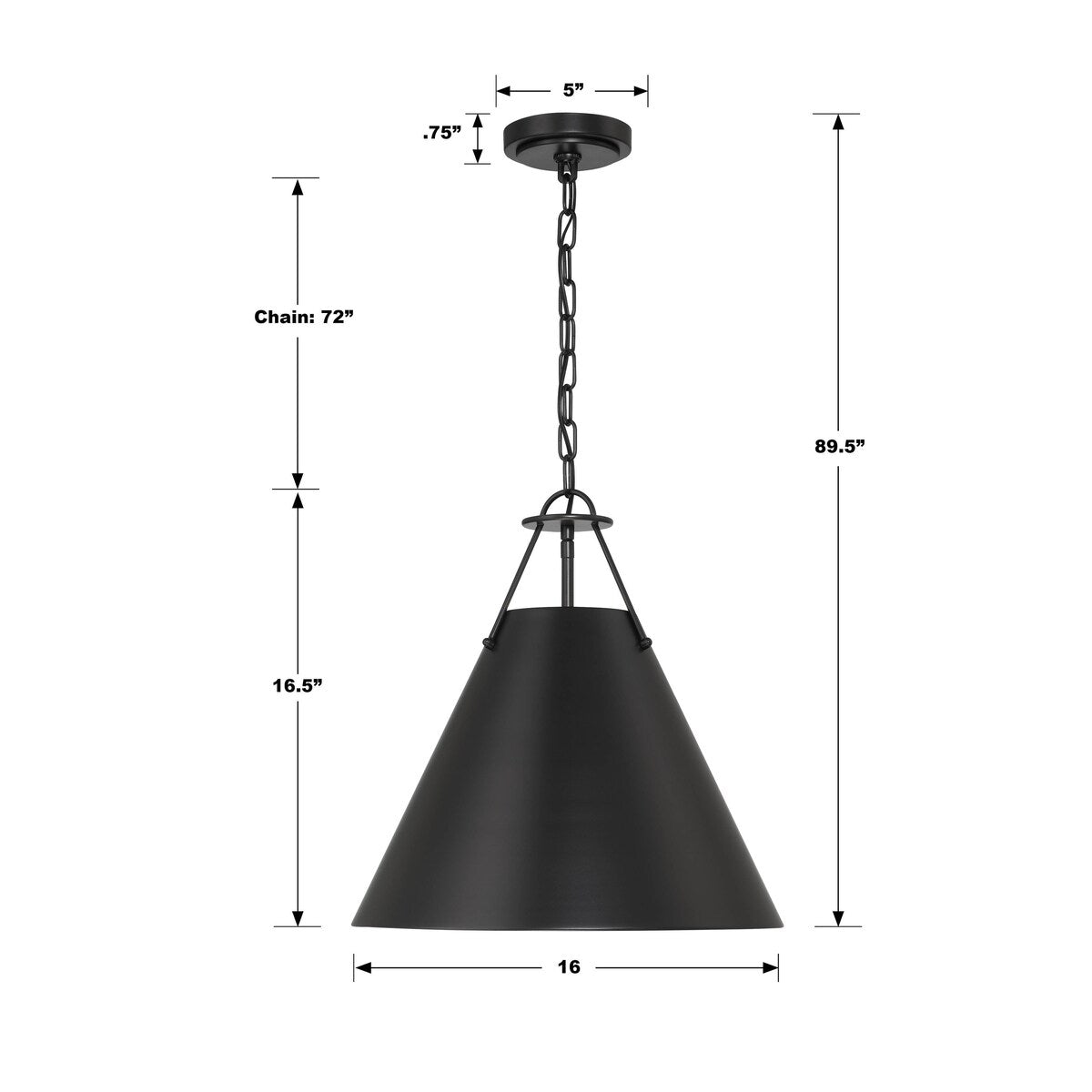 Xavier 3 Light Matte Black Pendant - 16"W x 16.5"H x 16"D