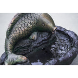 XBrand 12" Outdoor Freestanding Fish Spitter Water Fountain with Auto Shut Off Pump, Garden, Lawn, Porch Décor, Bronze and Grey