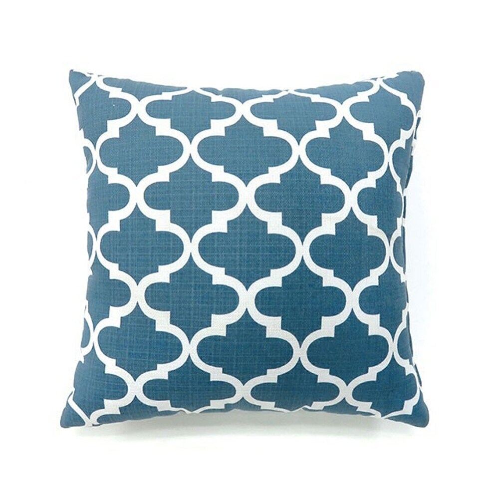 Xia Contemporary Style Pillow, Blue Quatrefoil, Set of 2, Large