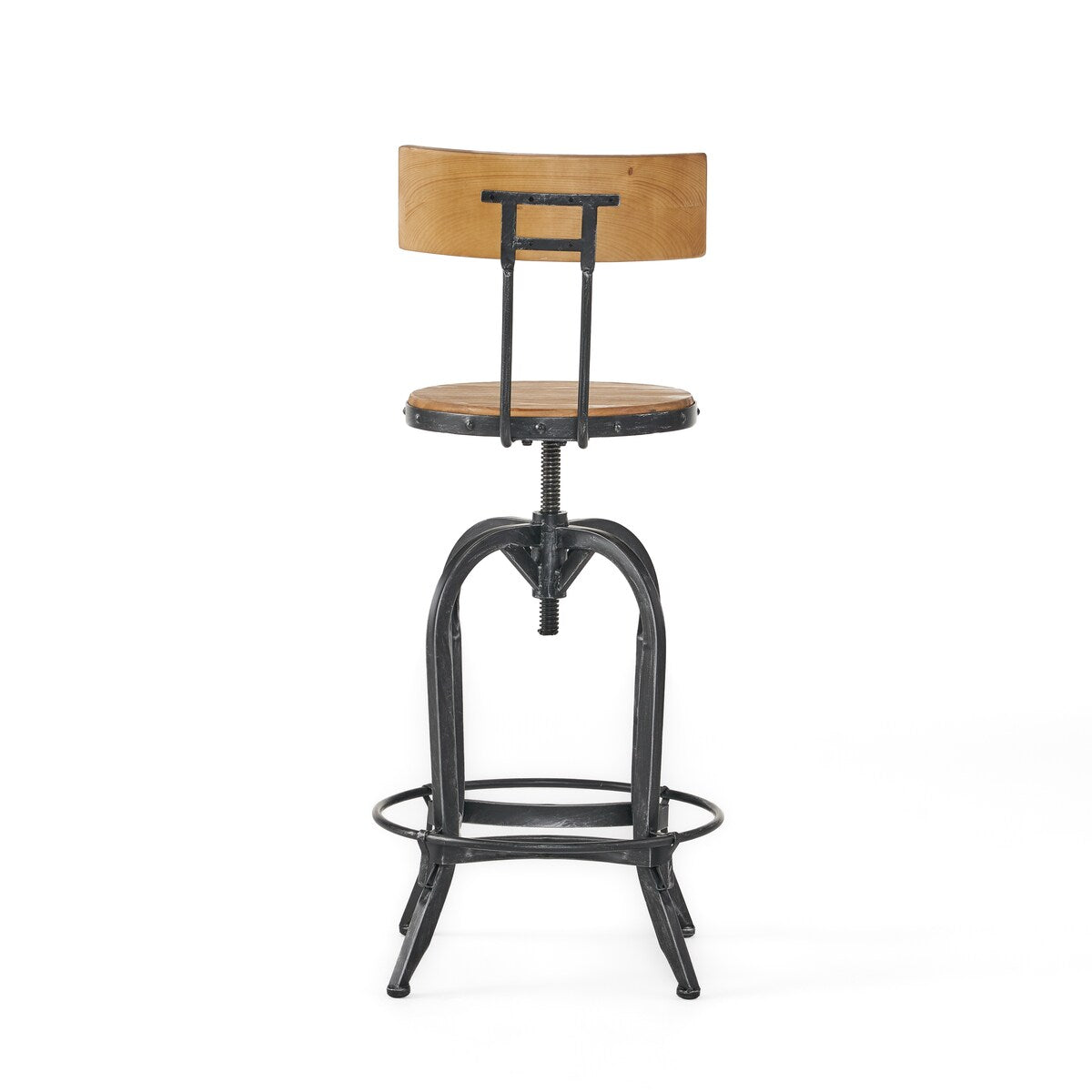 Christopher Knight Home Ximen Fir Wood Brushed Silver Iron Swivel Barstools
