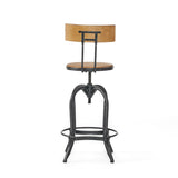 Christopher Knight Home Ximen Fir Wood Brushed Silver Iron Swivel Barstools
