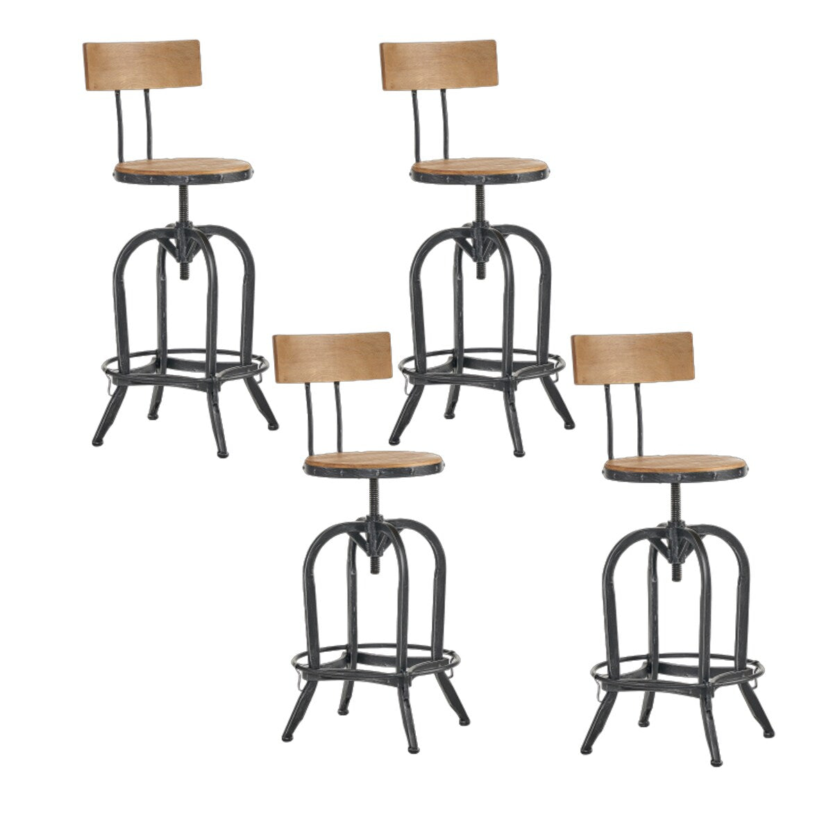 Christopher Knight Home Ximen Fir Wood Brushed Silver Iron Swivel Barstools