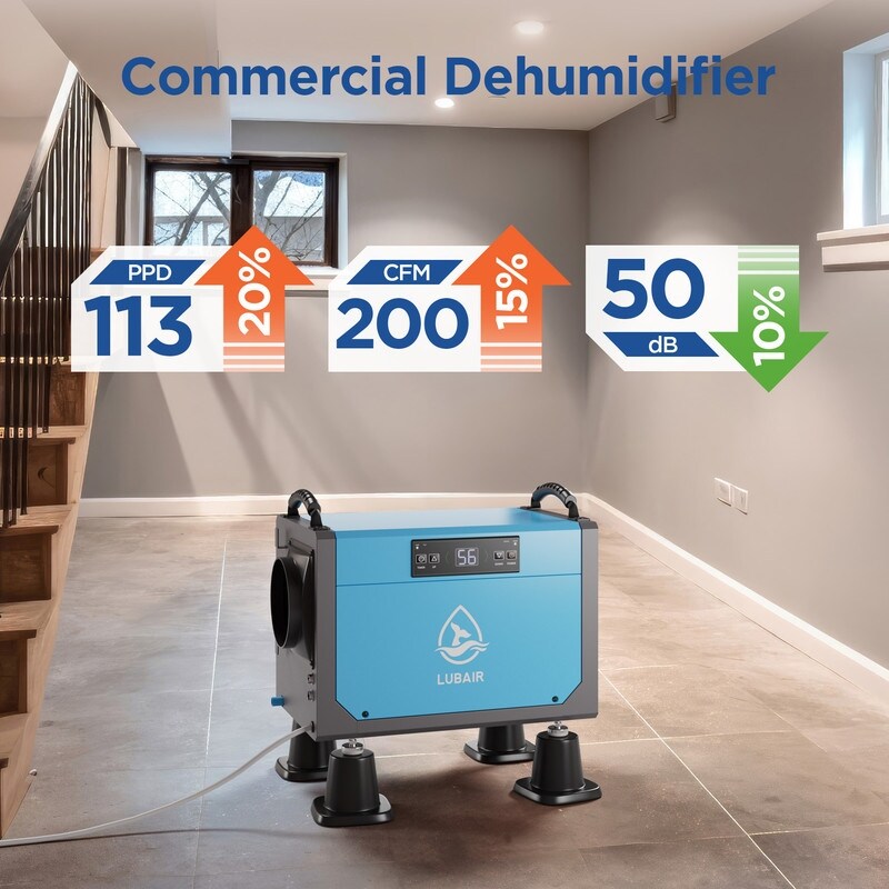 Edendirect Commercial Dehumidifier with Drain Hose, Remote Control, Memory Restart, Whole House, Auto Defrose