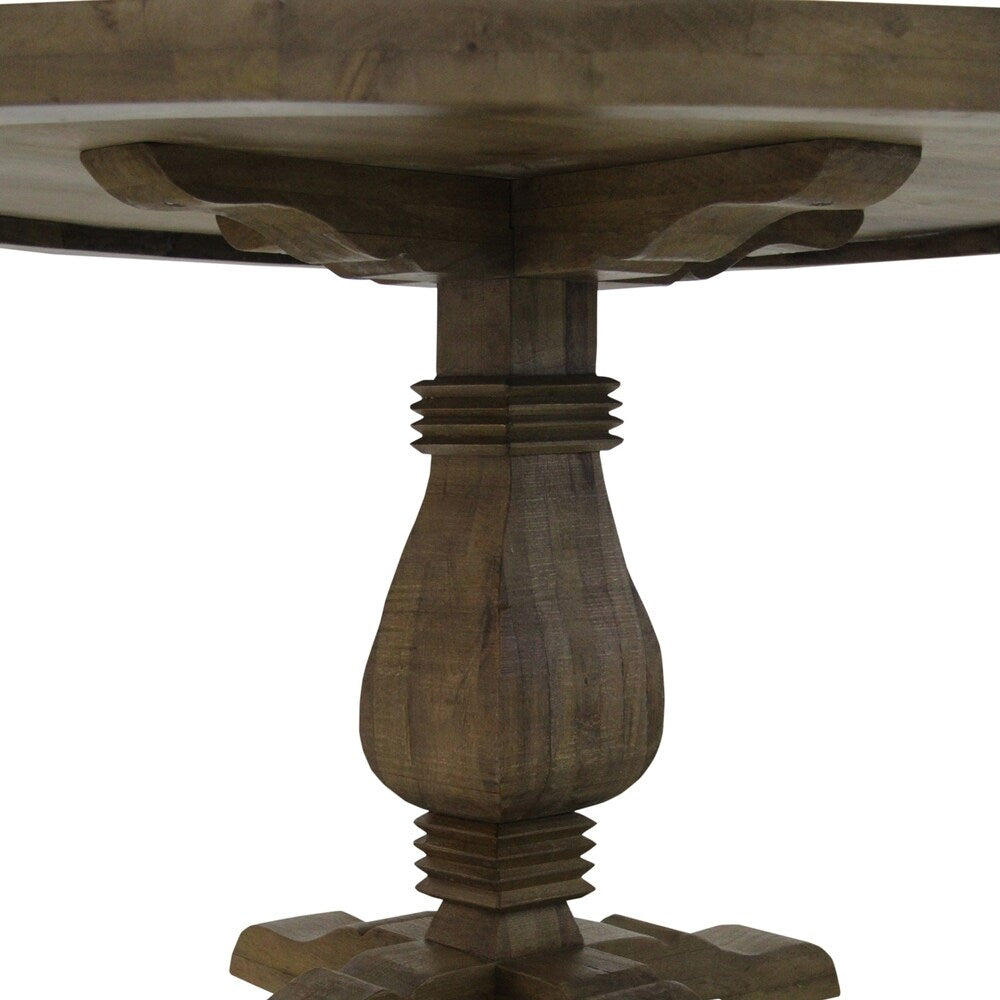 Natural-finished 54-inch Farmhouse Round Wood Dining Table - Brown