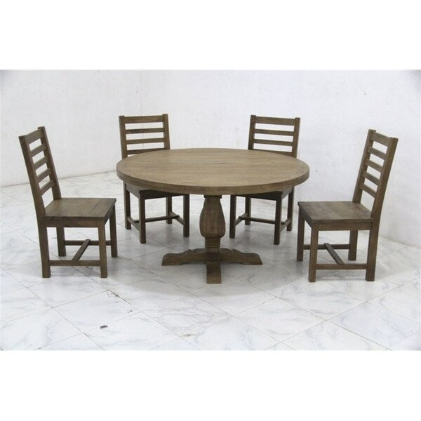 Natural-finished 54-inch Farmhouse Round Wood Dining Table - Brown