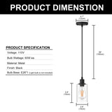 YANSUN 1-Light Modern Matte Black Island Pendant Light Rustic Farmhouse Industrial Hanging Light for Kitchen Dining 2 Pack