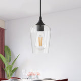 YANSUN 1-Light Modern Matte Black Island Pendant Light Rustic Farmhouse Industrial Hanging Light for Kitchen Dining 2 Pack