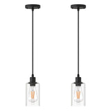 YANSUN 1-Light Modern Matte Black Island Pendant Light Rustic Farmhouse Industrial Hanging Light for Kitchen Dining 2 Pack