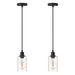YANSUN 1-Light Modern Matte Black Island Pendant Light Rustic Farmhouse Industrial Hanging Light for Kitchen Dining 2 Pack
