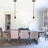 YANSUN 1-Light Modern Matte Black Island Pendant Light Rustic Farmhouse Industrial Hanging Light for Kitchen Dining 2 Pack