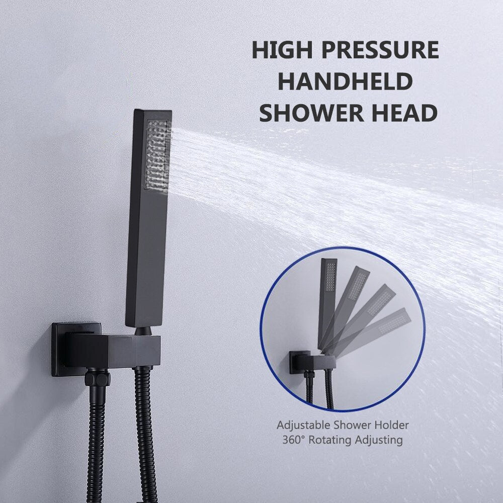 YASINU 1-Spray Wall Bar Shower Kit with Hand Shower in Matte Black