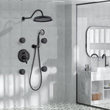 YASINU Antique Shower Faucet-Sets Fixtures, 9 inch Wall Rain Head with Handheld Spray and Body Jets