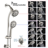 YASINU Drill-Free Slide Bar Combo Rain Showerhead Dual Shower Head Spa System with Valve
