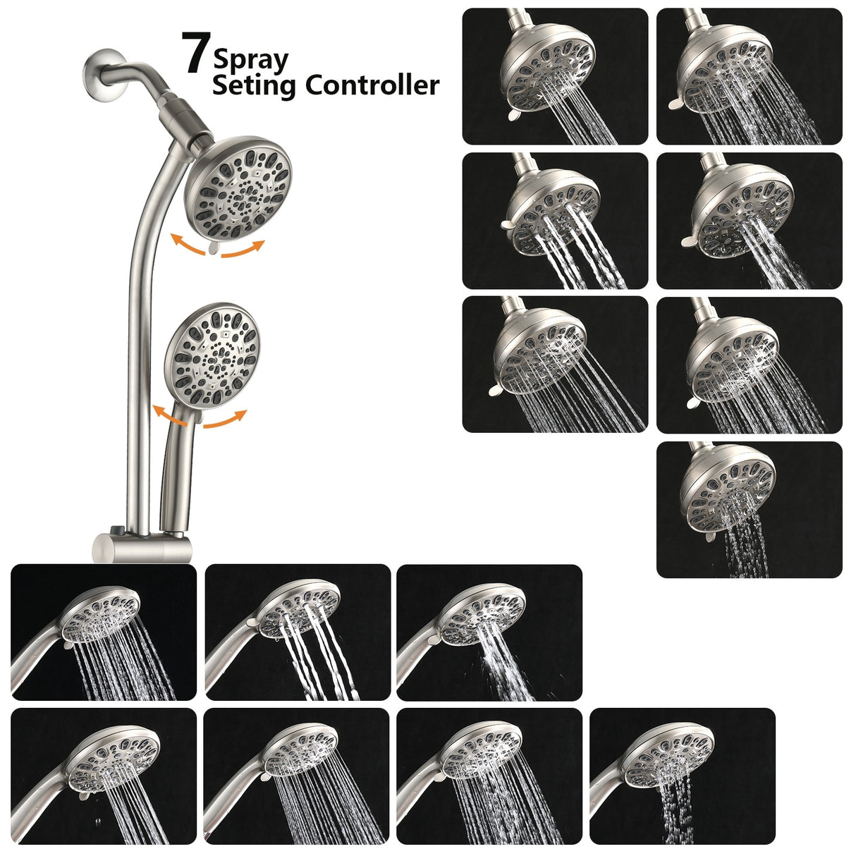 YASINU Handheld Shower Slide Bar Shower Faucets Sets Complete Including Rough-in Valve