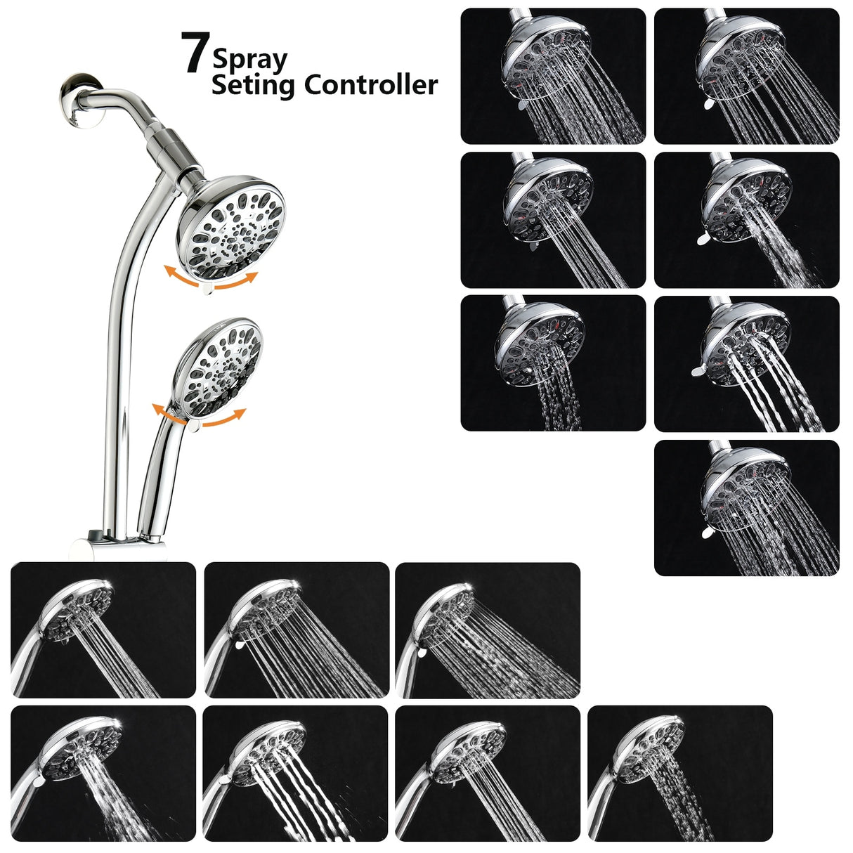 YASINU Handheld Shower Slide Bar Shower Faucets Sets Complete Including Rough-in Valve