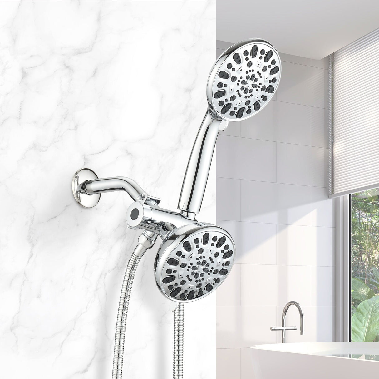 YASINU 7 Function Dual 2 in 1 Shower Handheld Showerhead & Rain Shower Combo