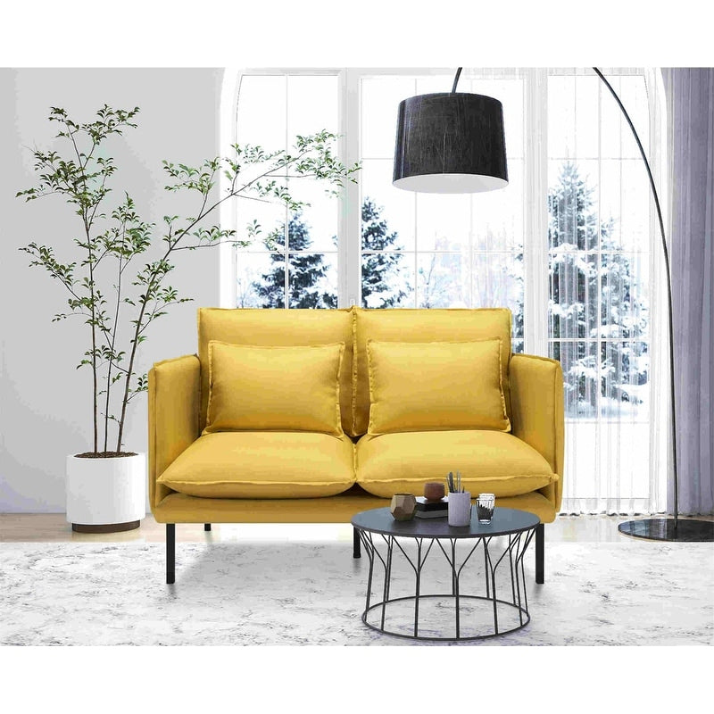 WEDOHOME Modern Polyester With Metal Legs Double Cushion Design Loveseat Sofa,Sleeper Sofa