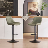 Adjustable Swivel Bar Stools Set of 2 Modern Upholstered Counter Stools