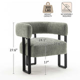 Upholstered Teddy Velvet Single Accent Chair Modern Corner Padded Boucle Armchair for Living Room Bedroom Lounge