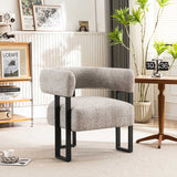Upholstered Teddy Velvet Single Accent Chair Modern Corner Padded Boucle Armchair for Living Room Bedroom Lounge