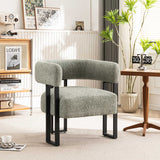 Upholstered Teddy Velvet Single Accent Chair Modern Corner Padded Boucle Armchair for Living Room Bedroom Lounge
