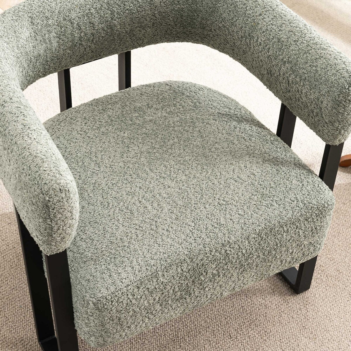 Upholstered Teddy Velvet Single Accent Chair Modern Corner Padded Boucle Armchair for Living Room Bedroom Lounge