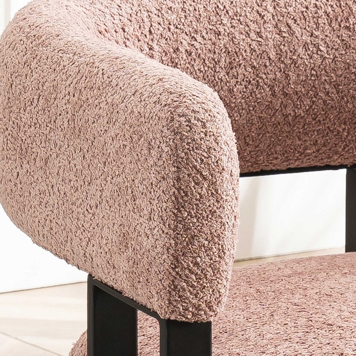 Upholstered Teddy Velvet Single Accent Chair Modern Corner Padded Boucle Armchair for Living Room Bedroom Lounge