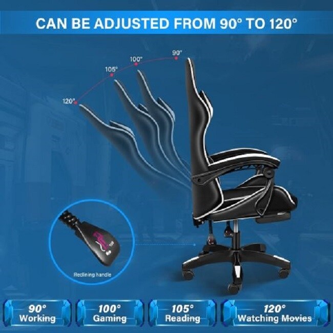YSSOA FNGAMECHAIR01 Gaming Office High Back Computer Ergonomic Adjustable Swivel Chair with Headrest and Lumbar Support