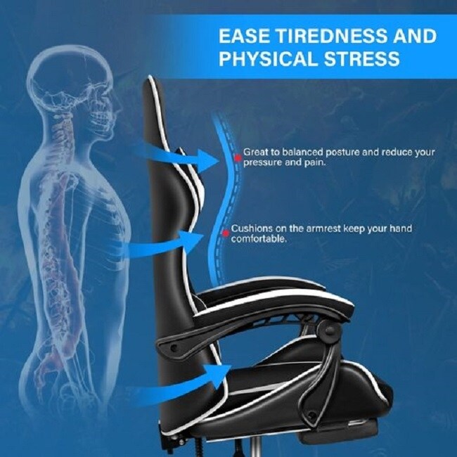 YSSOA FNGAMECHAIR01 Gaming Office High Back Computer Ergonomic Adjustable Swivel Chair with Headrest and Lumbar Support