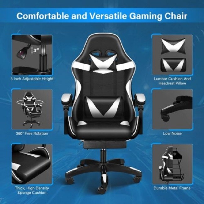 YSSOA FNGAMECHAIR01 Gaming Office High Back Computer Ergonomic Adjustable Swivel Chair with Headrest and Lumbar Support