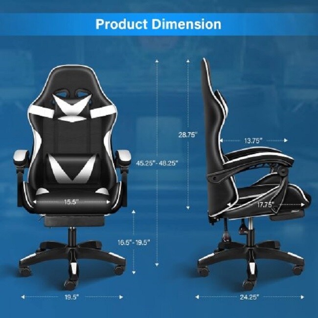 YSSOA FNGAMECHAIR01 Gaming Office High Back Computer Ergonomic Adjustable Swivel Chair with Headrest and Lumbar Support