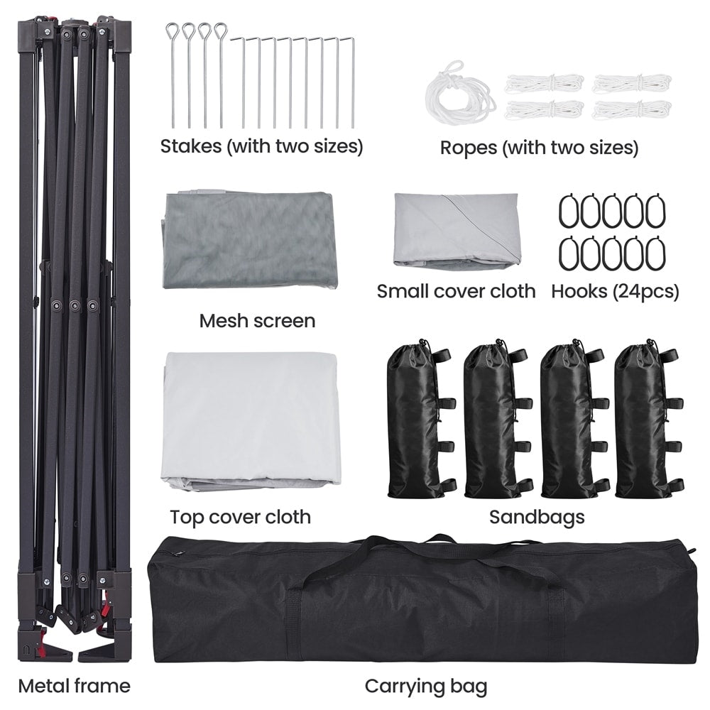 Yaheetech 11x11ft Garden Double Tiers Pop Up Canopy with 4 Mesh Sidewalls - N/A