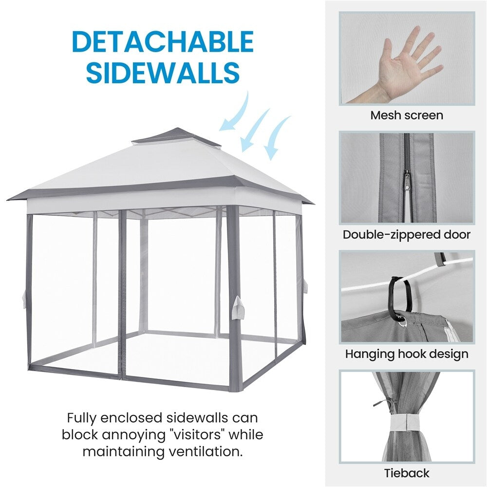 Yaheetech 11x11ft Garden Double Tiers Pop Up Canopy with 4 Mesh Sidewalls - N/A