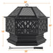 Yaheetech 28" Hex-Shaped Fire Pit Outdoor Fire Pit Wood Burning Metal Firepit Bowl with Spark Screen - N/A