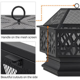 Yaheetech 28" Hex-Shaped Fire Pit Outdoor Fire Pit Wood Burning Metal Firepit Bowl with Spark Screen - N/A