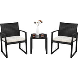 Yaheetech 3-Piece Patio Bistro Furniture Set with Rattan Chairs