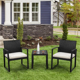 Yaheetech 3-Piece Patio Bistro Furniture Set with Rattan Chairs